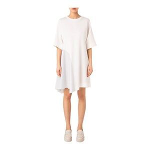 AKRIS Punto Striped Draped Insert T-Shirt Dress Size 8 NWT